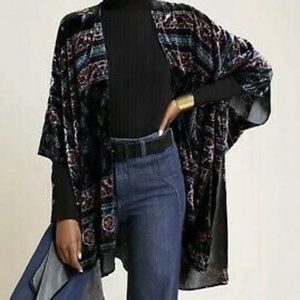 Akemi + Kin Anthro Ruana Velvet Patchwork Kimono